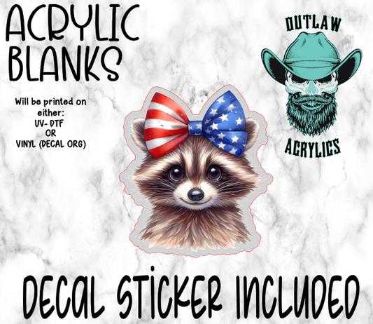 Patriotic Bow Raccoon Acrylic & Decal Set