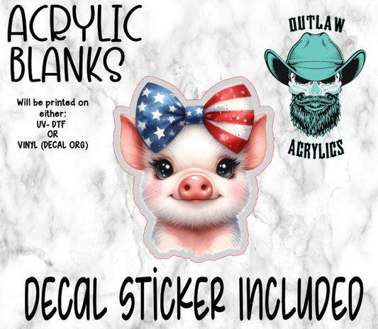 Patriotic Bow Pig Acrylic & Decal Set