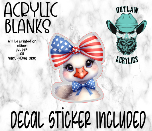 Patriotic Bow Duck Acrylic & Decal Set