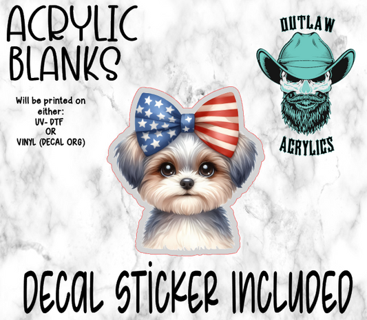 Patriotic Bow Shi Tzu Acrylic & Decal Set