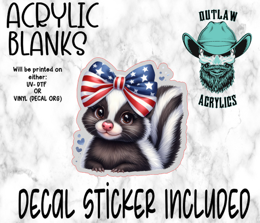 Patriotic Bow Skunk Acrylic & Decal Set