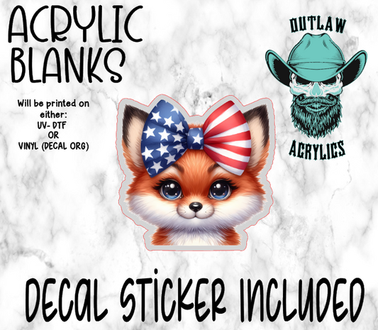 Patriotic Bow Fox Acrylic & Decal Set