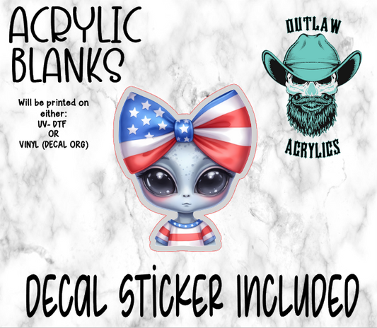 Patriotic Bow Alien Acrylic & Decal Set