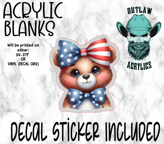 Patriotic Bow Bear Acrylic & Decal Set