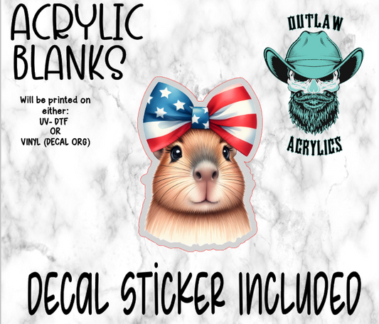 Patriotic Bow Capybara Acrylic & Decal Set