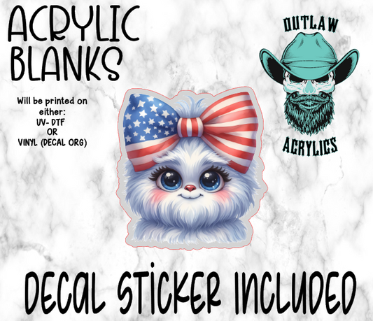 Patriotic Bow Yeti Acrylic & Decal Set