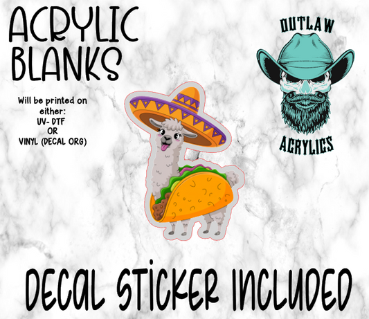 Taco Llama Acrylic & Decal Set