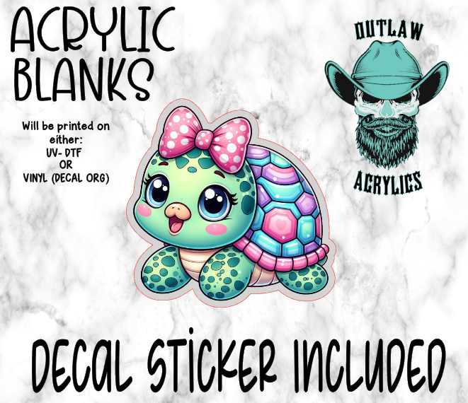 Girly Turtle Acrylic & Decal Set