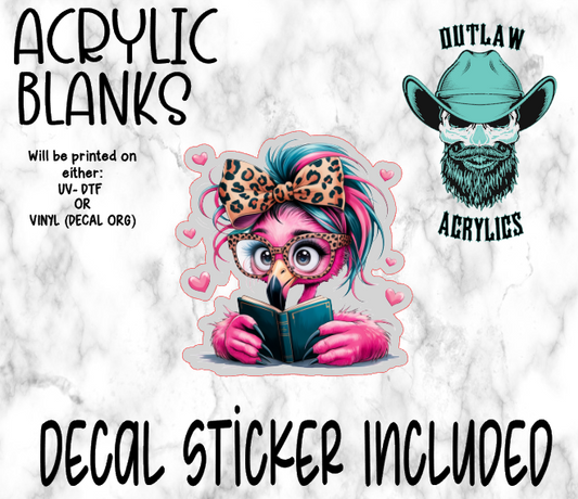 Flamingo Girl & Book Acrylic & Decal Set