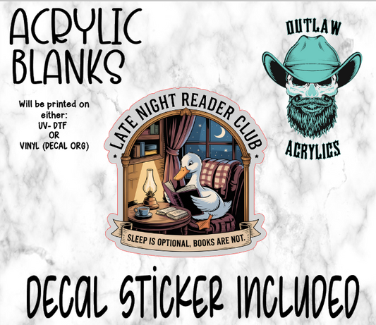 Late Night Reader Club Acrylic & Decal Set