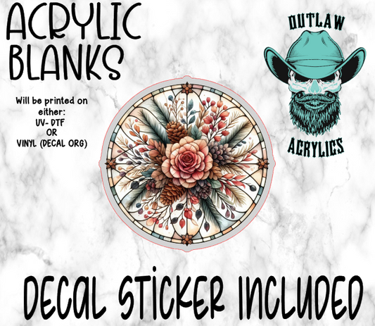 Stained Glass Flower & Pinecone Acrylic & Decal Set