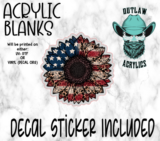 Red White Blue Leopard Sunflower Retro Acrylic & Decal Set