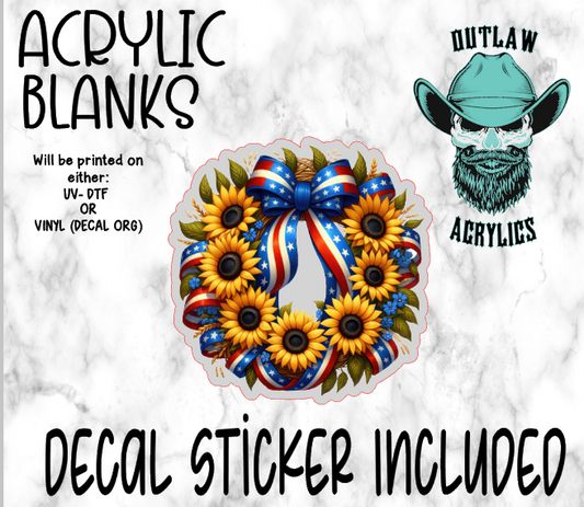 Sunflower Patriotic Wreath Acrylic & Decal Set