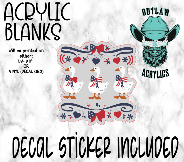 Patriotic Antique Duck Acrylic & Decal Set