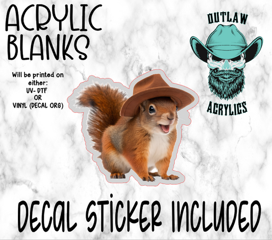 Cowboy Squirrel Acrylic & Decal Set