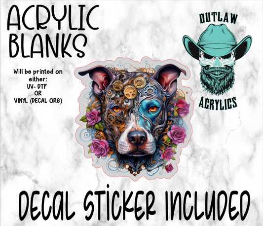 Steampunk Pitbull Acrylic & Decal Set