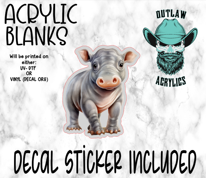 Young Hippo Acrylic & Decal Set