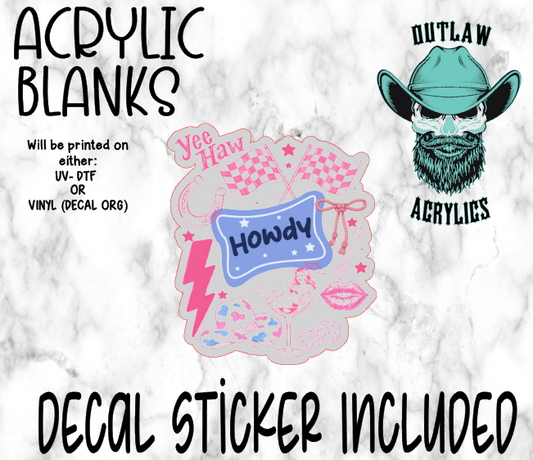 Pink Yee Haw Acrylic & Decal Set