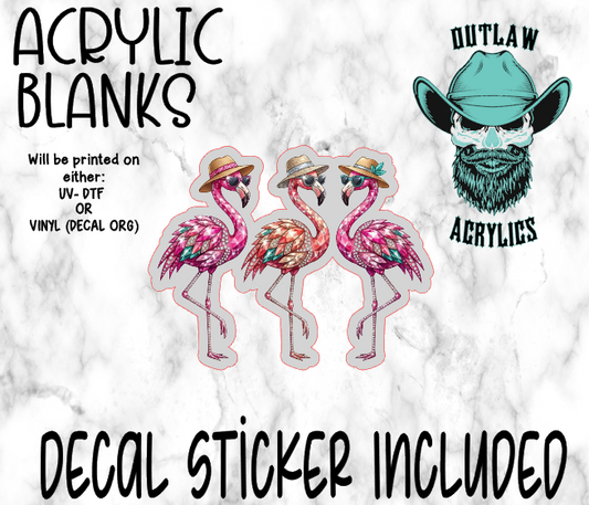 Pink Stone Flamingo Acrylic & Decal Set