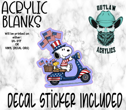 Patriotic Dog Bird Scooter Acrylic & Decal Set