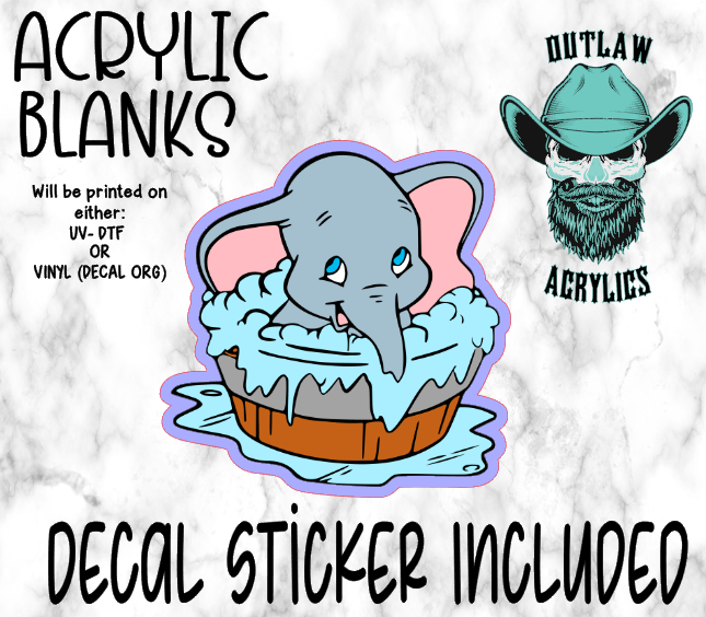 Baby Elephant Bath Acrylic & Decal Set