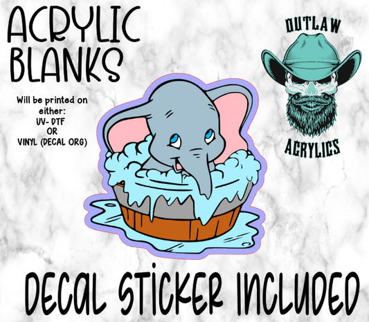 Baby Elephant Bath Acrylic & Decal Set