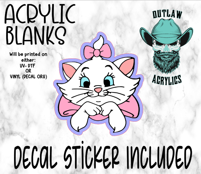 Cute Pink Bow Cat Acrylic & Decal Set