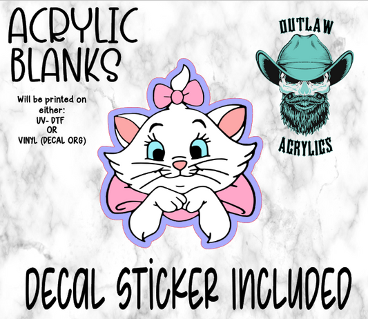 Cute Pink Bow Cat Acrylic & Decal Set
