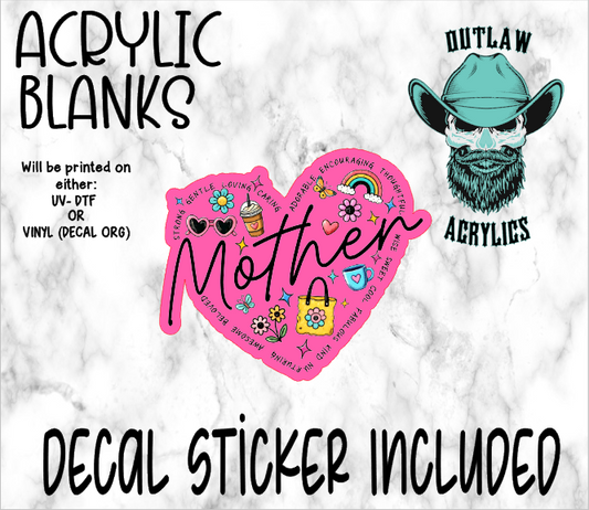 Mother Heart Acrylic & Decal Set