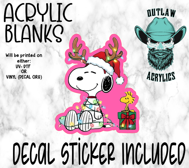 Festive Dog & Bird Acrylic & Decal Set
