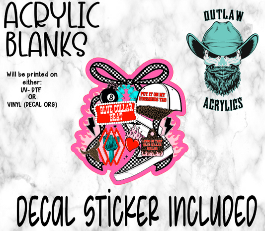 Blue Collar Brat Acrylic & Decal Set