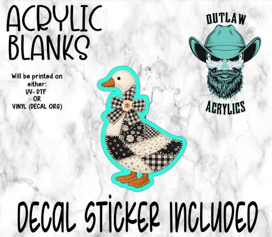 Black White Patch Work Goose Acrylic & Decal Set
