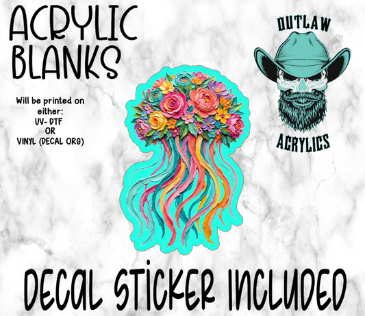 Floral Jellyfish Acrylic & Decal Set