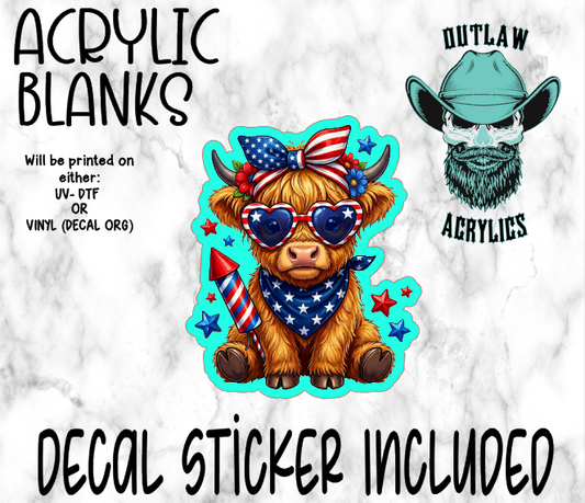 Patriotic Firecracker Highland Acrylic & Decal Set