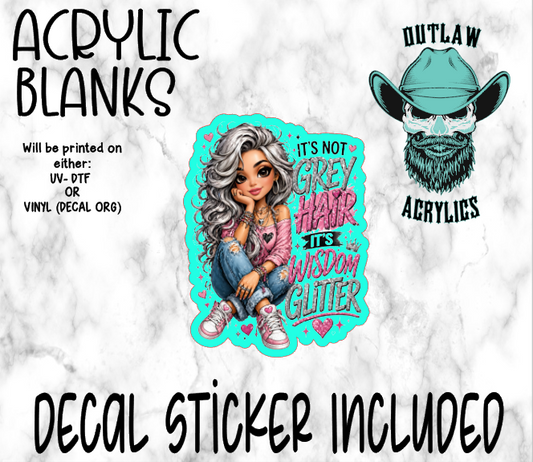 Gray Hair Glitter Acrylic & Decal Set