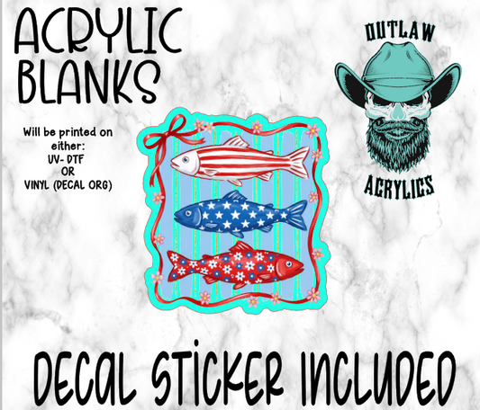 Red White Blue Fish Acrylic & Decal Set