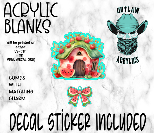 Watermelon House Acrylic & Decal Set WITH MATCHING CHARM