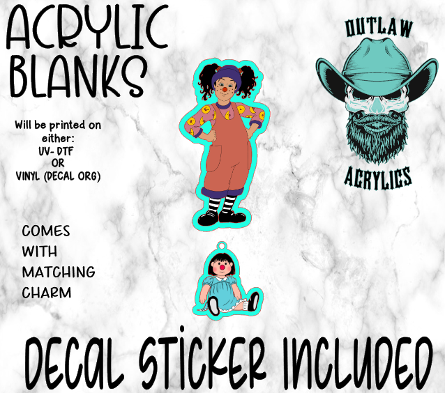 Clown & Doll Acrylic & Decal Set WITH MATCHING CHARM