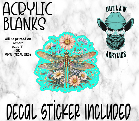 Dragonfly Flowers Acrylic & Decal Set