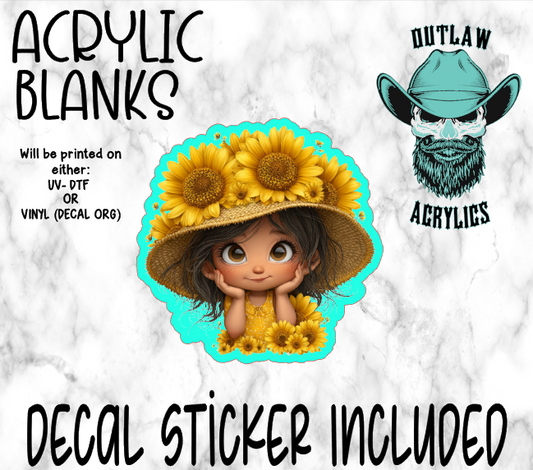Happy Girl Sunflower Acrylic & Decal Set