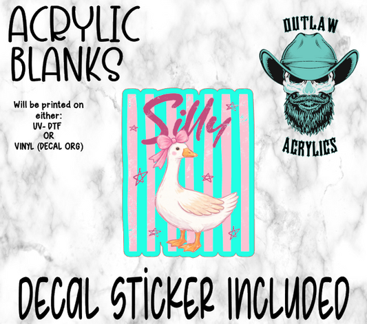 Silly Goose Pink Acrylic & Decal Set