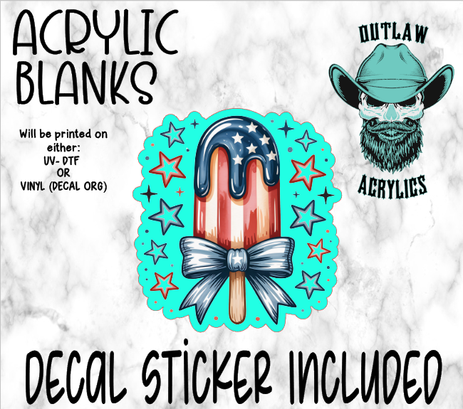Red White Blue Stars Popsicle Acrylic & Decal Set
