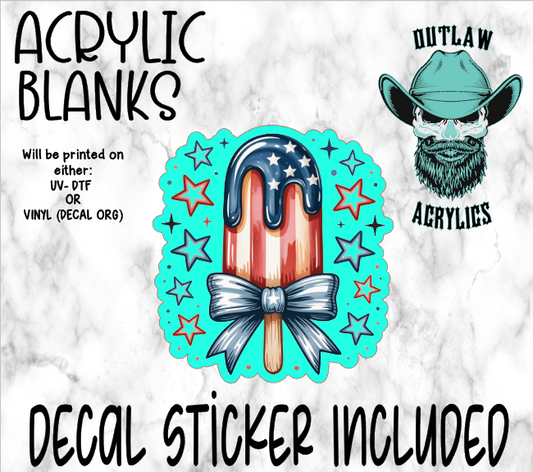Red White Blue Stars Popsicle Acrylic & Decal Set