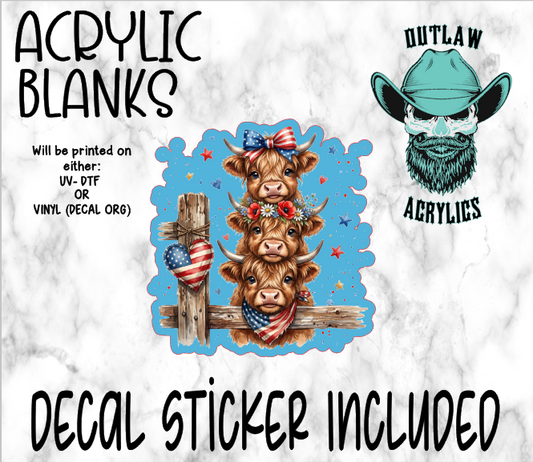 Triple Highland Patriotic Stacked Acrylic & Decal Set