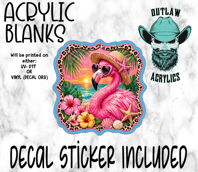 Leopard Beach Flamingo Acrylic & Decal Set