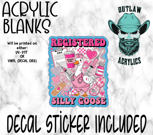 Registered Pink Silly Goose Acrylic & Decal Set