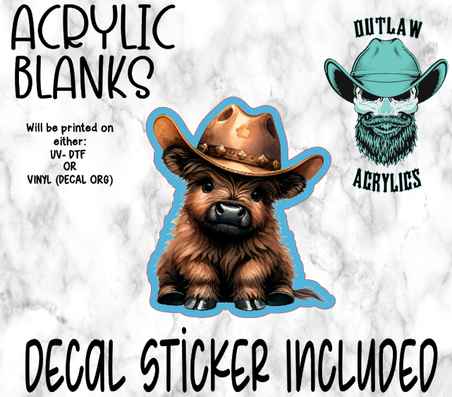 Dark Brown Highland Cowboy Acrylic & Decal Set