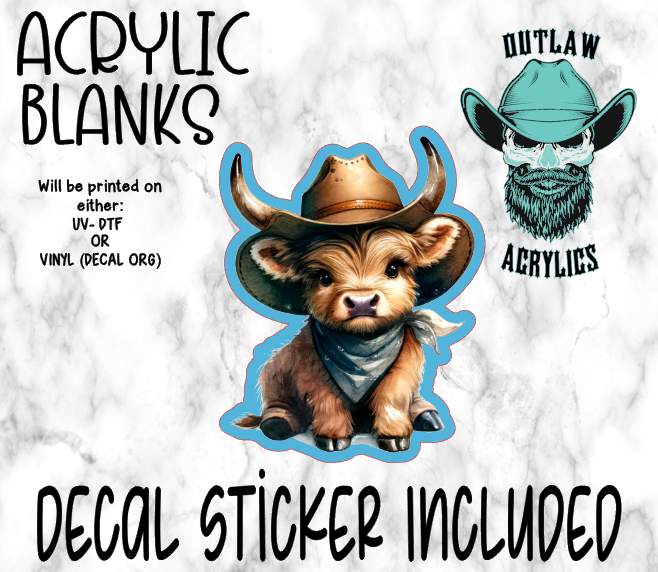 Light Brown Highland Cowboy Acrylic & Decal Set