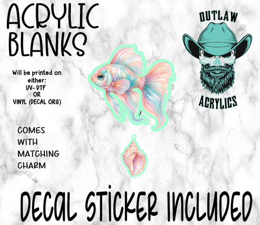 Pastel Fish Acrylic & Decal Set WITH MATCHING CHARM