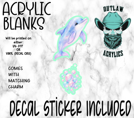 Pastel Dolphin Acrylic & Decal Set WITH MATCHING CHARM